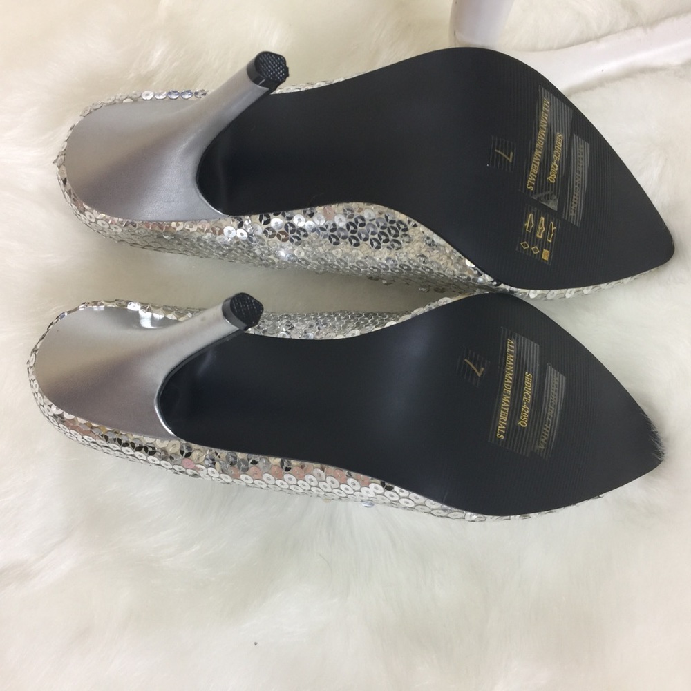 NWOT SEXY PLEASER SEDUCE 420 SILVER SEQUIN HEELS - Picture 6 of 6